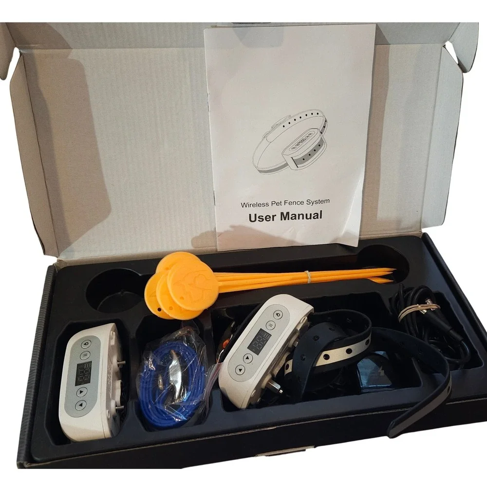 Wireless GPS Dog Fence System 2 Collar Transmitter User Manual Boundary Training